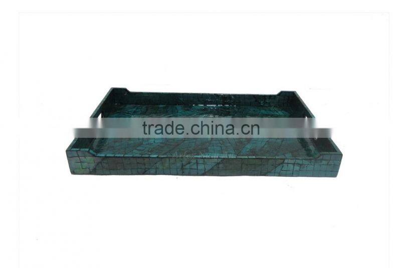 Hot sale mother of pearl inlaid tray for serving, decoration. Eco-friendly, safe for food with competitive price