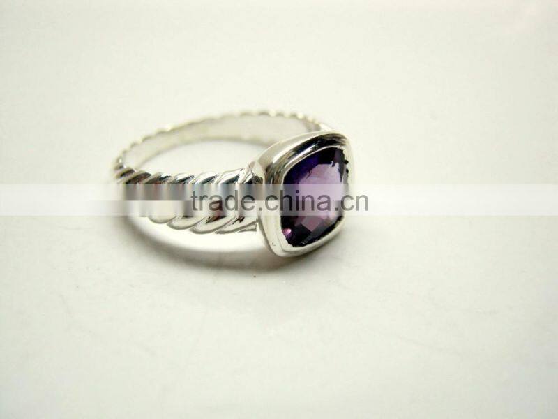 Amethyst & Garnet 925 Sterling Silver Handmade Ring, Gemstone Silver Jewelry, Designer Oxidized Silver Handmade Ring