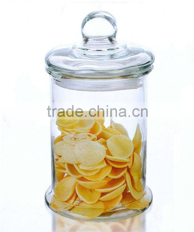 food grade round wholesale big cookie container glass jar with glass lid