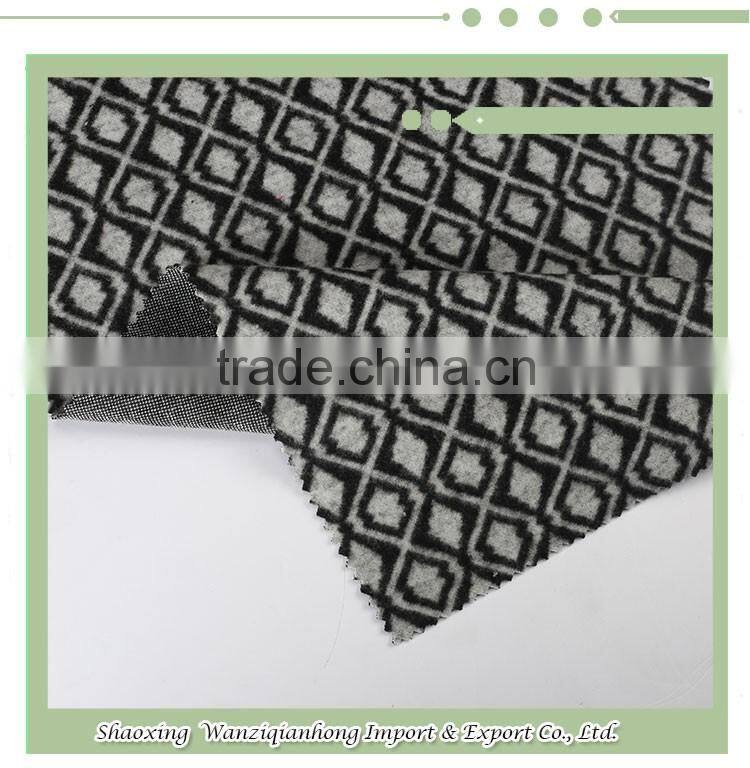 Popular rhombus design jacquard brushed polyester spandex knit fabric