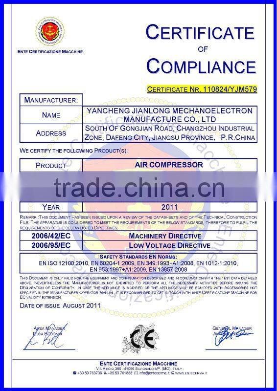 Two stage kohler engine reciprocating base plate air compressor with CE JL-2090T, Air tools