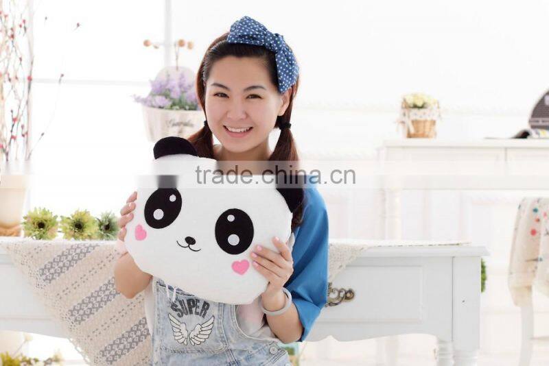 cartoon panda style coral fleece 2 in 1 cushion roll-matt, 100x150cm kid's vehicle-mounted plush folding blanket