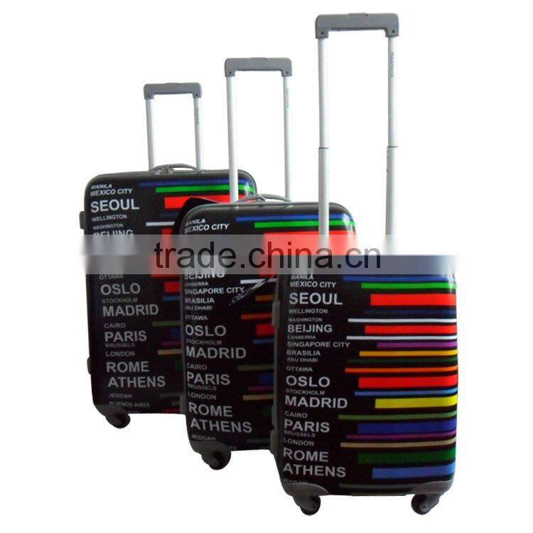 ABS Rainbow Coloful Print luggage /4 wheel suitcase/ ABS Hardshell trolley luggage