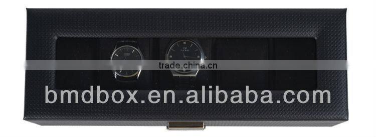 luxury black 5 slots leather watch travel case