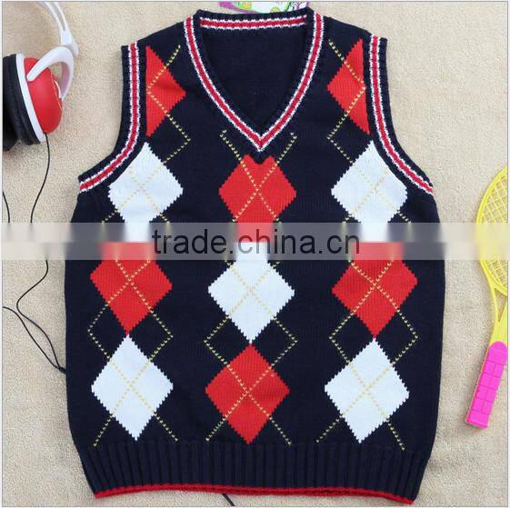 2014 fashion geometric pattern Acrylic men jacquard pullover sweater vest