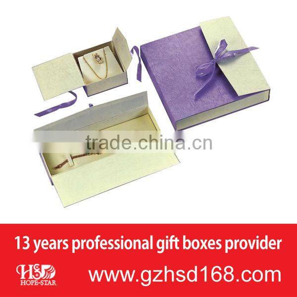 Customizd high quality cheap paper ring box withe ribbon packaging for sale