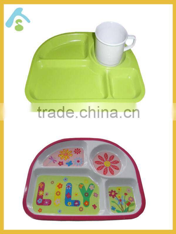 Durable eco-friendly children melamine dinner tray