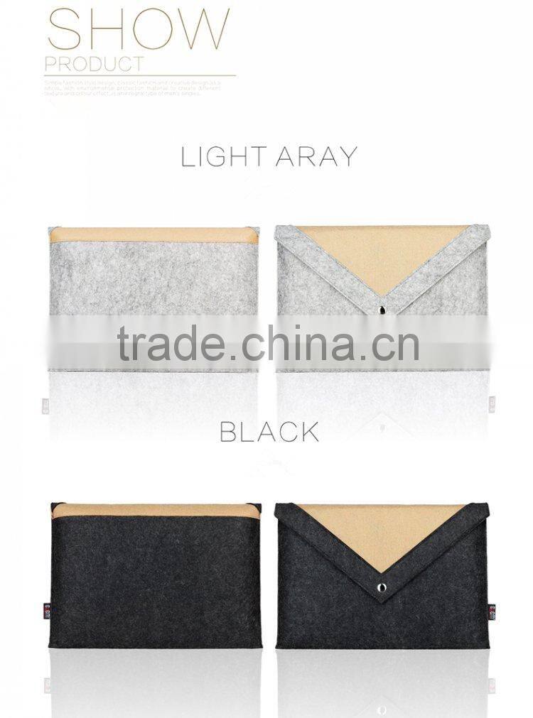 2015 BUBM Grey Pure Wool Felt Fabric Carrying 13 inch Computer Notebook Case Bag