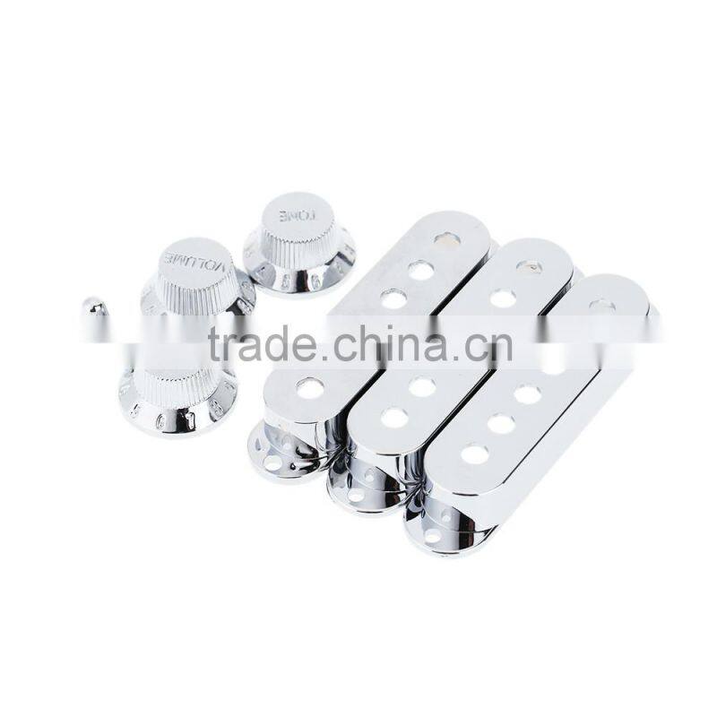 Guitar Pickup Covers Volume/Tone Control Knobs Switch Tip Chrome-Plated for Stratocaster Strat