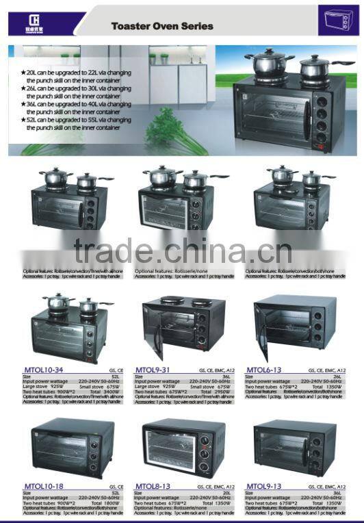 190mm diameter and 155 diameter hot plate 60min timer toaster oven with newest CE certificate