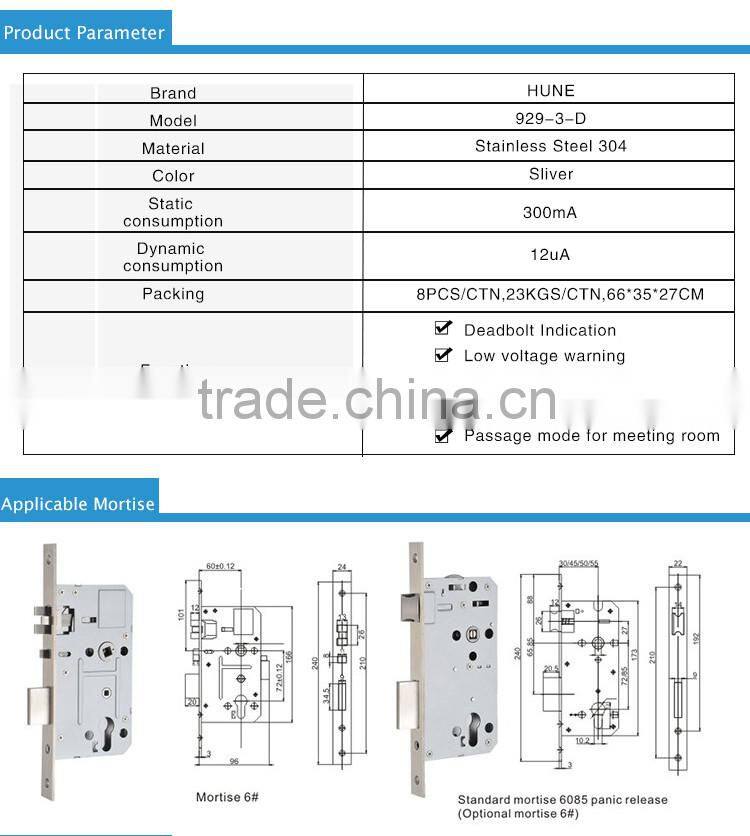 fireproof digital hotel lock with European mortise