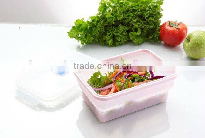 2013 hot selling food grade silicone collapsible hot case lunch box