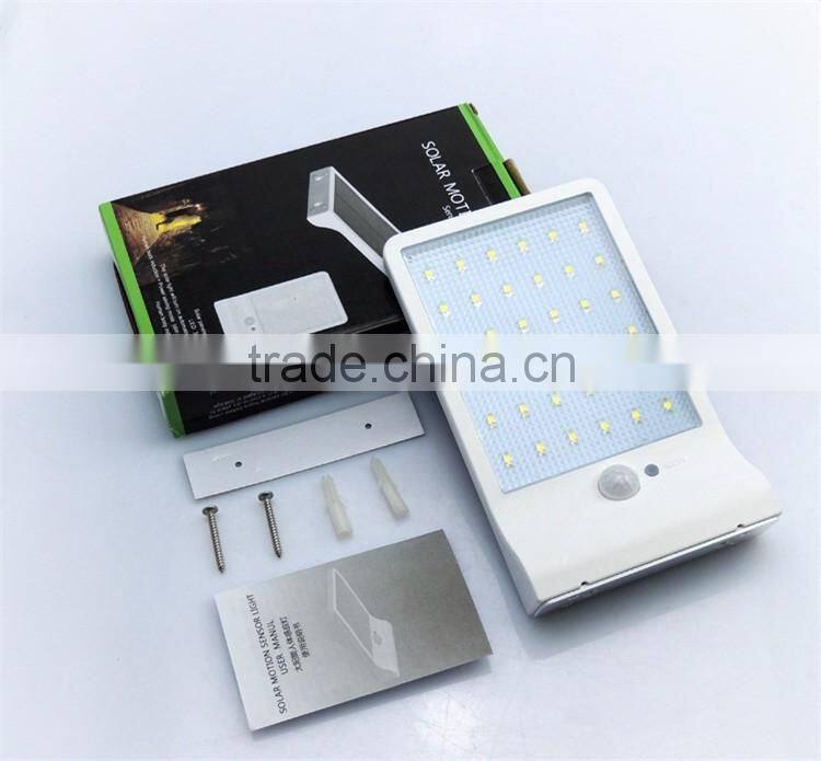 36 led plastic pad ip65 waterproof 450LM PIR sensor + Light control+weak light multi-mode solar motion sensor security light
