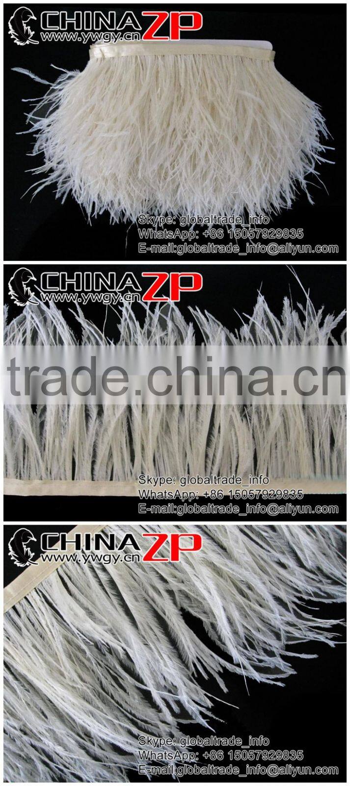 ZPDECOR No.1 Feather Supplier Feather Size 15-20 cm Beige Ostrich Feather Fringe