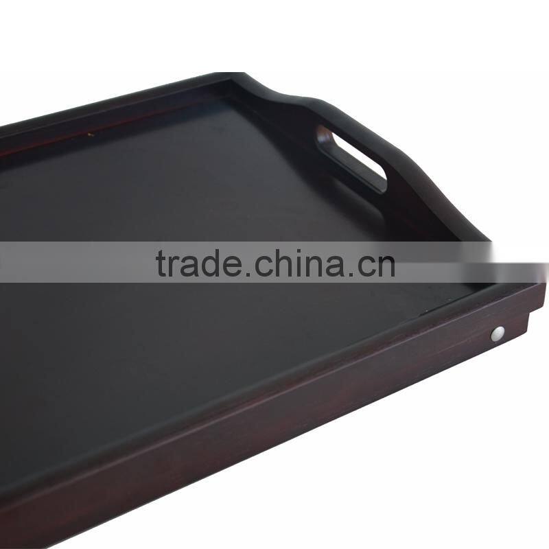 Lacquered Black Bamboo Bed Tray , Breakfast Desk with foldable legs