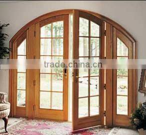 arched top glass inserts carving wood door design in foshan