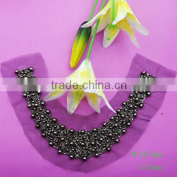 2015 wholesale fashion crystal beaded collar neck trim for garment accessory