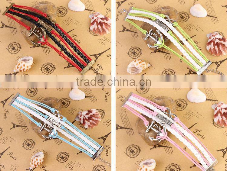 MYLOVE 5 colors in stock love bracelets & bangles braided leather jewelry MLBZ017