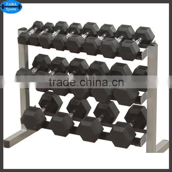 Hexagonal Rubber Coated Dumbbells
