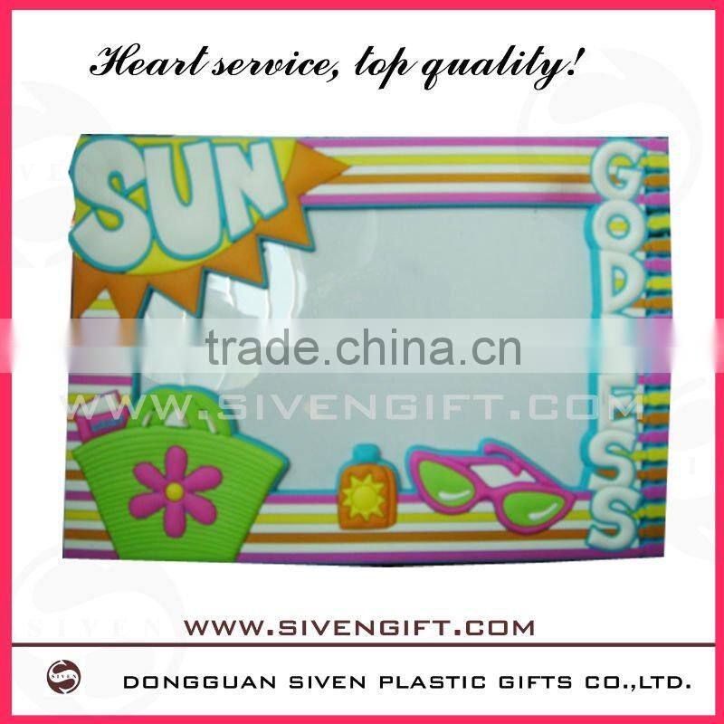 cute genius at work soft pvc photo frame for promotion gift