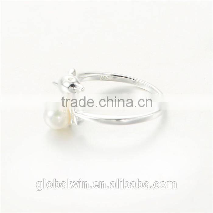 Engagement Gift Freshwater Pearl Solid Silver Rings For Sale