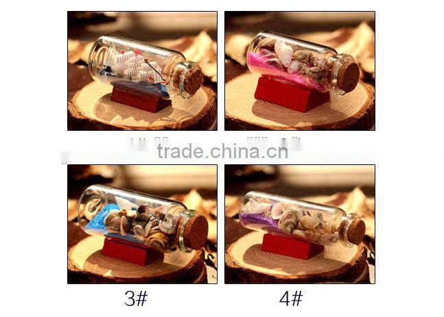 lovely wishing bottle with shell charm , penicillin bottle floating bottle wishing bottle as gift