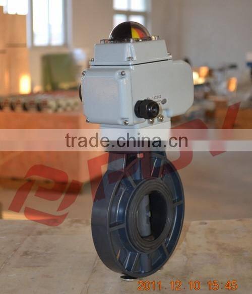 Wafer type plastic upvc 24v on off electric pipe butterfly valve