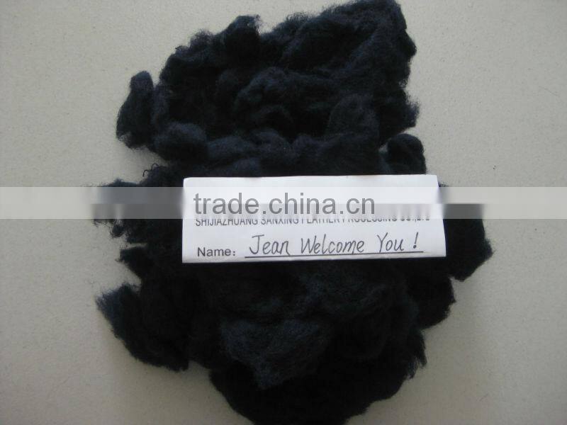 100% sheep cashmere, 20.5mic& 40-50mm, dyed dark blue color, 100% real color