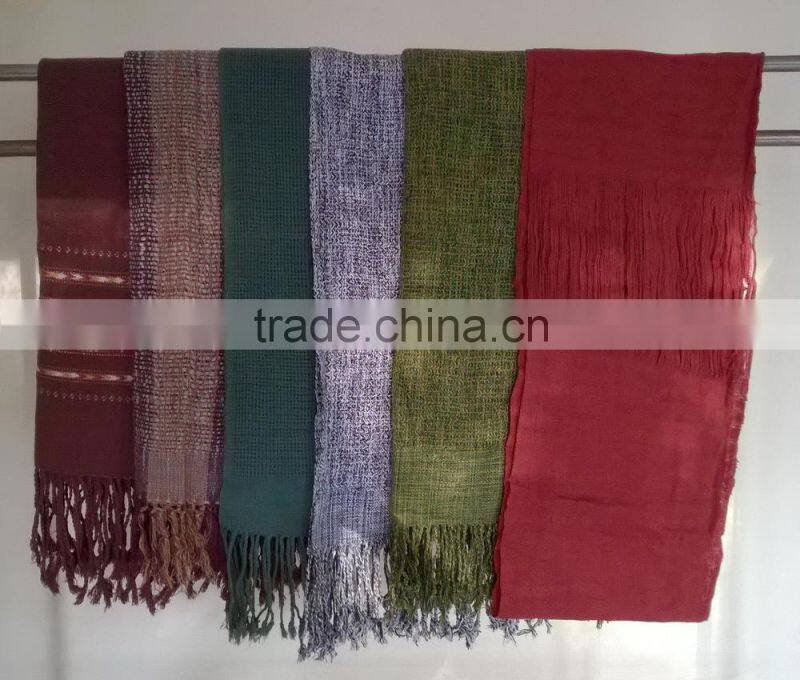 White Scarf and Shawl Genuine Naturally Dyed Colour Handmade Handcraft Weaving Scarfs & Shawls from Thailand