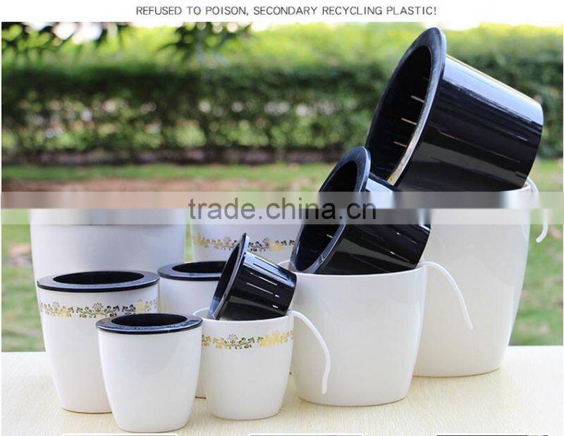 round colorful self watering flower pot