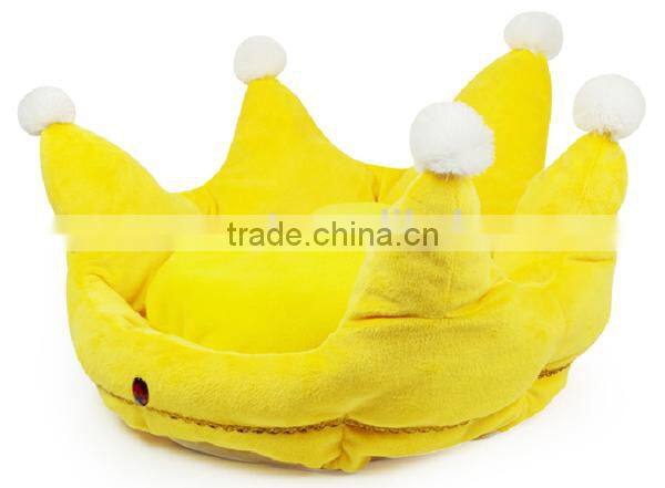 Pet Dog Cat Crown Shaped Bedding/Yellow 47*32cm