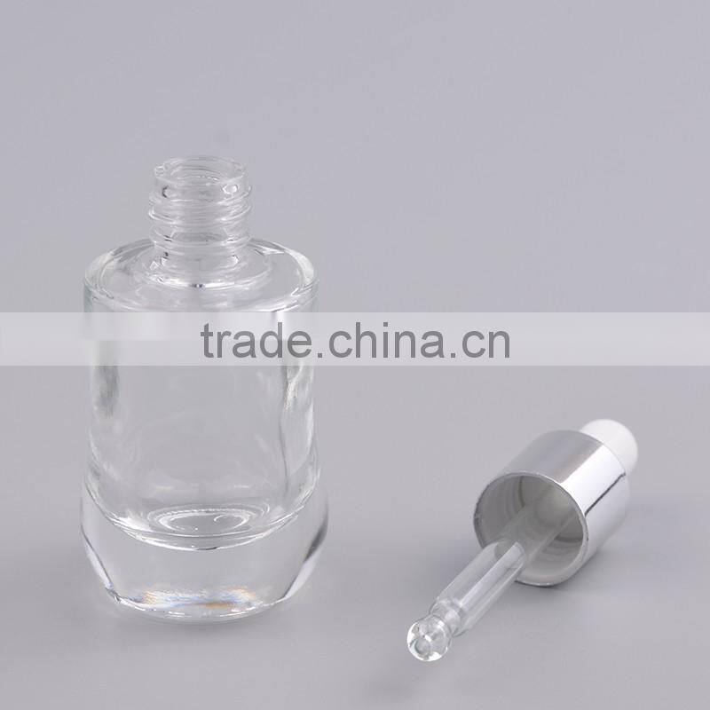 2016 new design empty glass essential oil bottles with aluminum dropper cap