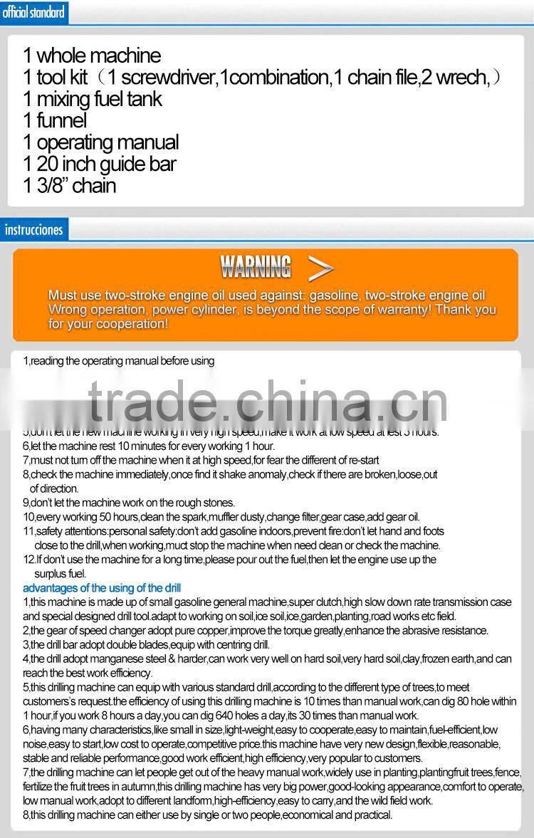 MS250 230 2.3kw 45cc chain saw steel