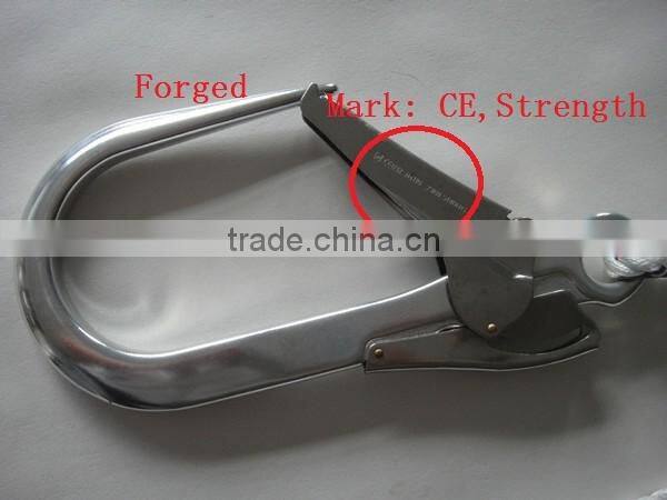Nickel plated, galvanized forged iron climbing safety snap hook for building