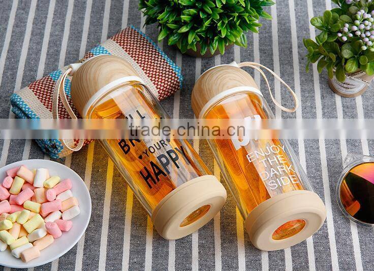 high quality double wall glass water bottle