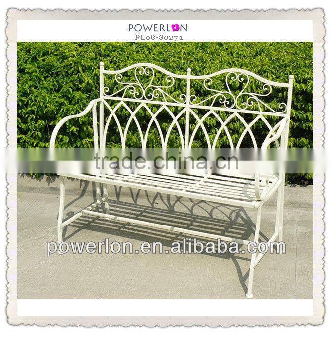 spring vintage white iron garden bench poland