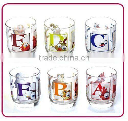 New arrived water cup glass with heat transfer decal