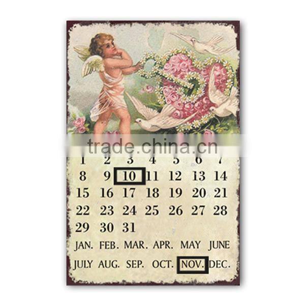 Retro Metal Sign Tin Sign Calendar Floral Metal Sign Wall Plaque