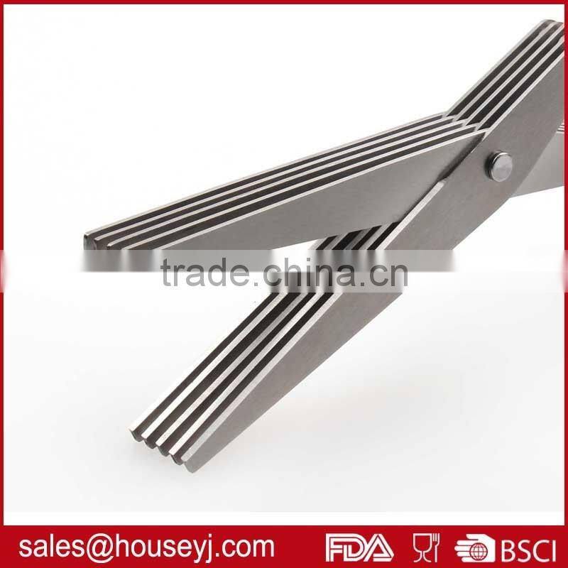 5 layer blades kitchen herb scissors with soft grip handle stainless steel kitchen scissors