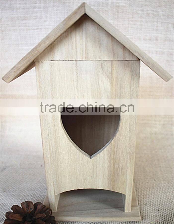Handmade crafts wood room toy wooden bird nest packaging sticky window wood toys with heartshapeed window
