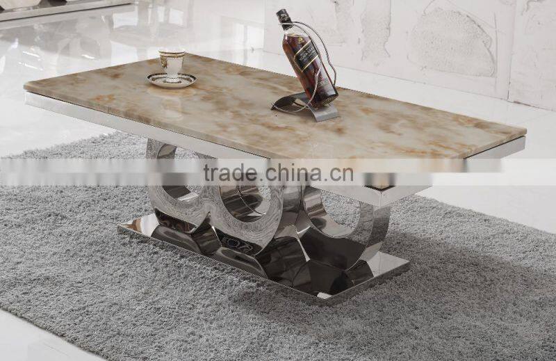C406 Living Room Modern Design Rectangle White Marble Coffee Table