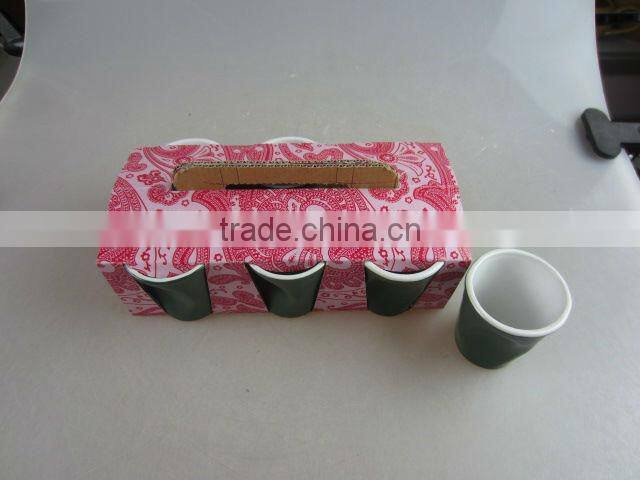color-glazed cup set with color box packing