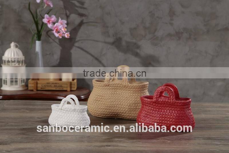 2016 newest Funny bag shaped stoneware type for garden decoration flower pot/flower plants