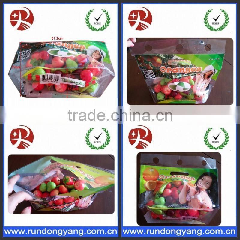 printed plastic zip lock fruit bag with handle