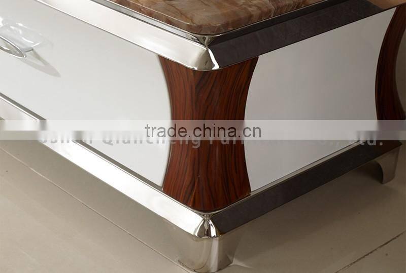 Modern Marble Top Metal TV Cabinet with Showcase
