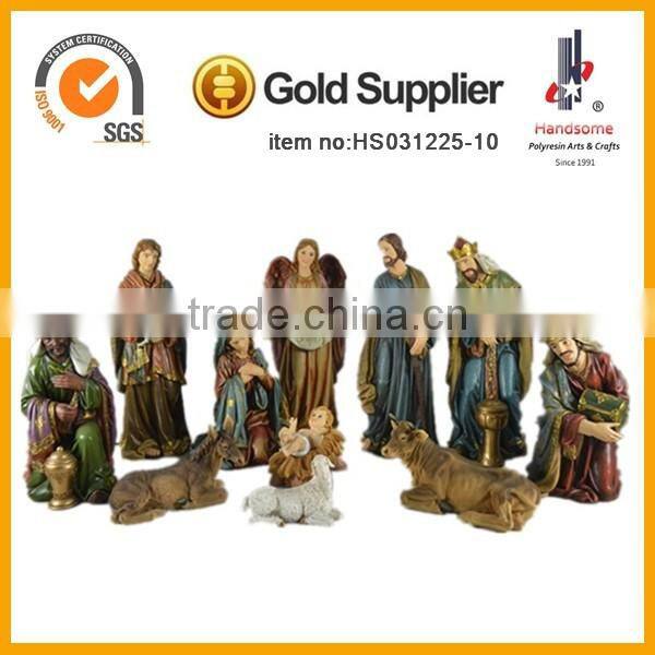 Christianity resin religious olive wood outdoor christmas nativity set