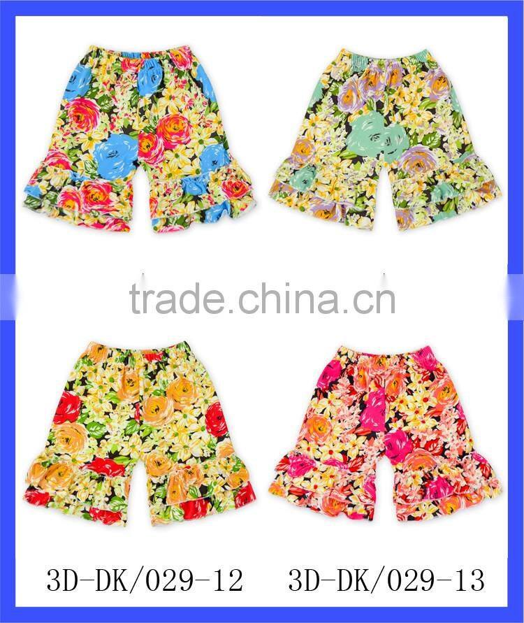 Wholesale Children's Boutique Clothing Blue Soft Summer Baby Girls Ruffle Shorts
