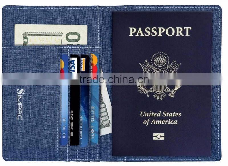 Fabric Passport Holder Wallet Cover Case RFID Blocking Travel Wallet