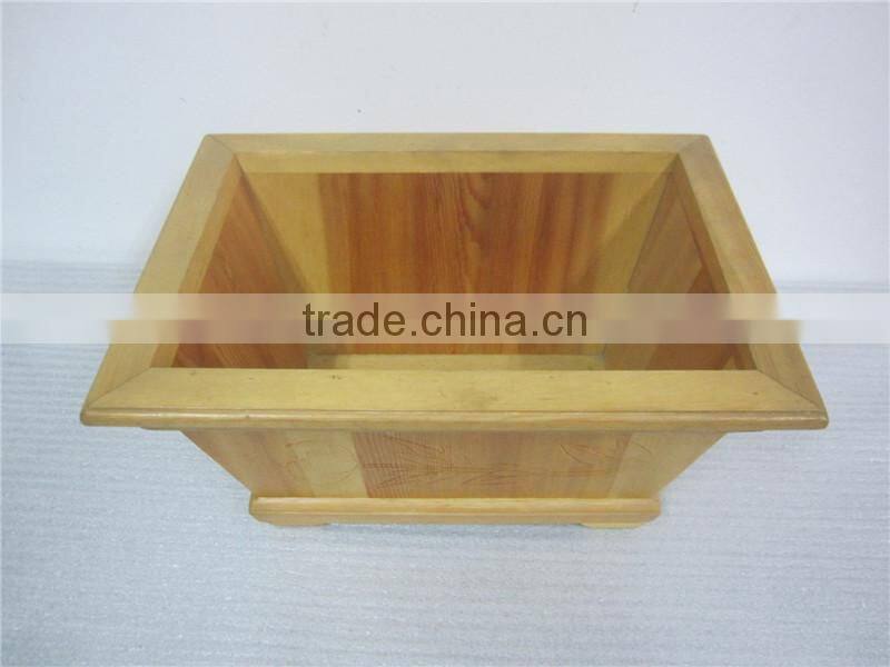 Carving peony decor four feet at the bottom wood flowerpot