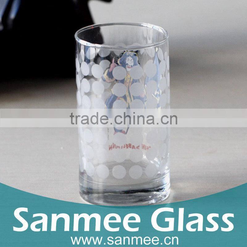 Machine Made Water Glass Cup With Printing Designs For Juice&Water